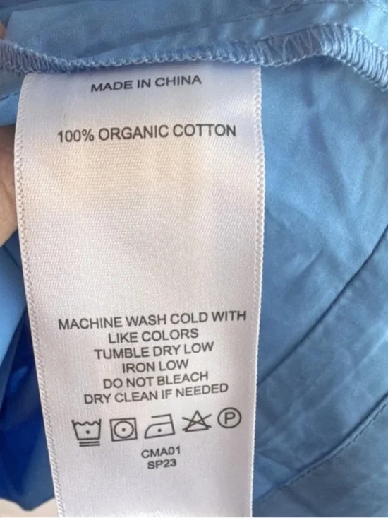 Quince Light Blue Tiered Maxi Dress with Puff Sleeves - Picture 3 of 4